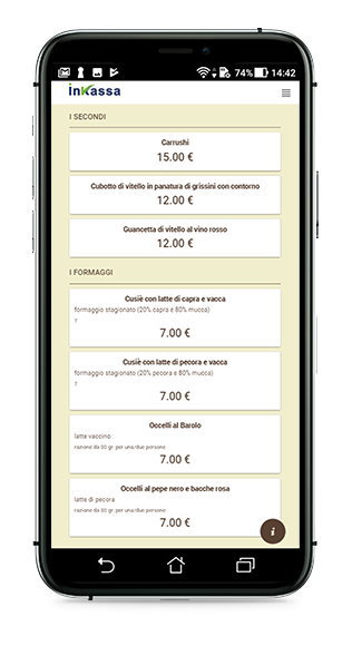 App per la gestione del menu digitale per servizio di ristorazione